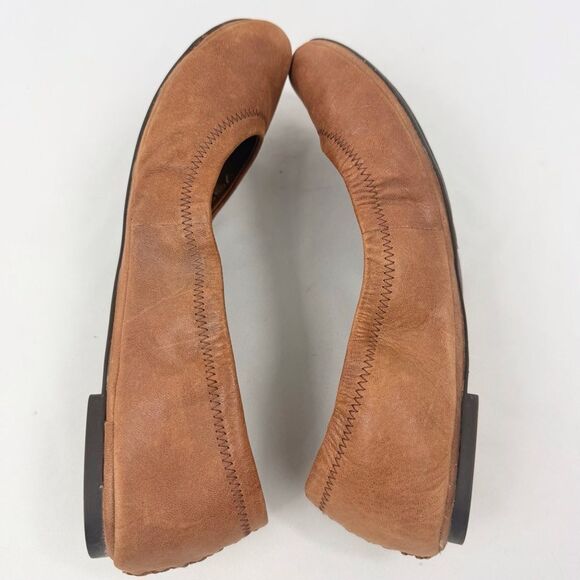 Lucky Brand Emmie Brown Leather Stretch Side Ballet Flats - Picture 9 of 16
